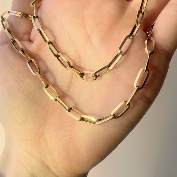 Solid Gold Paperclip Chain Necklace - Picture 2 of 9